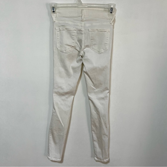 Frame Denim Distressed Ripped White Mid-rise Skinny Stretch Jeans, 25 - Picture 5 of 12